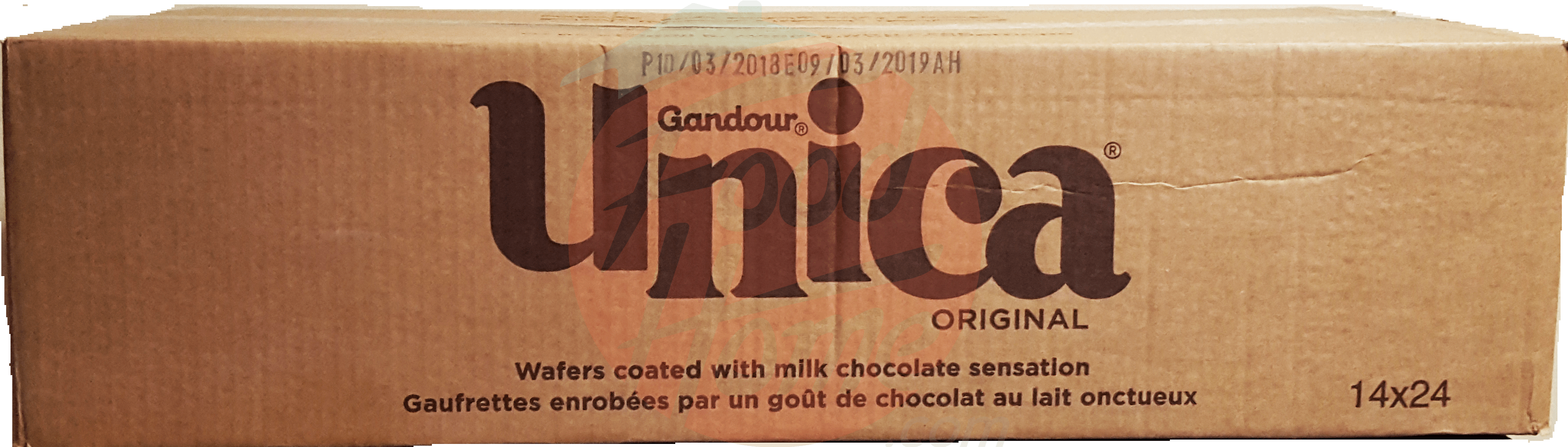 Unica Gandour wafers coated with milk chocolate bar 14-cases, 24-bars/case Full-Size Picture